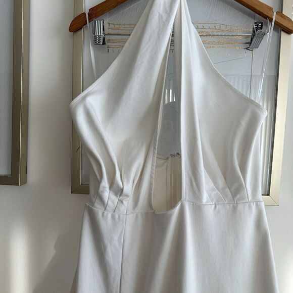 Amanda Uprichard Dress Womens Large Maxi Zahara Gown Cut Out Halter Twist White - Picture 8 of 9